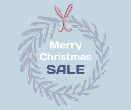 Christmas Holiday Sale Announcement in Blue Facebook Design Template