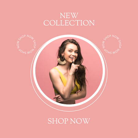 New women's fashion collection pink Instagram Modelo de Design