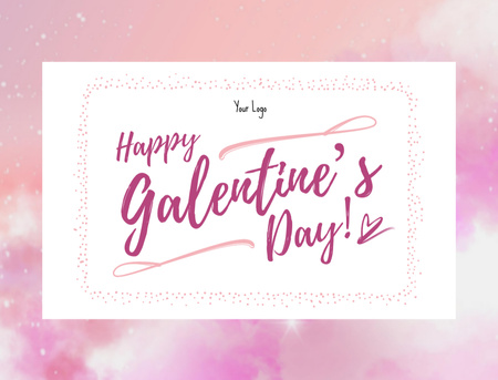 Plantilla de diseño de Galentine's Day Greeting in Pink Frame Postcard 4.2x5.5in 