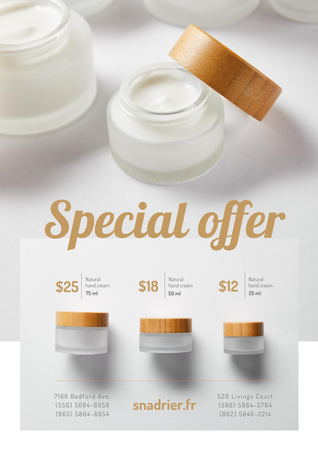 Natural hand Cream Offer in White Poster – шаблон для дизайну