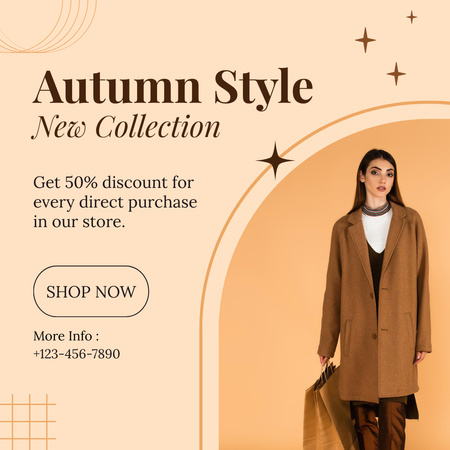 Designvorlage Lässiger Mantel und neue Outfits mit Rabattangebot für Instagram