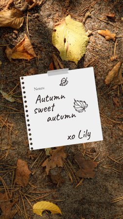Autumn Inspiration with Paper Note on Foliage Instagram Story Design Template