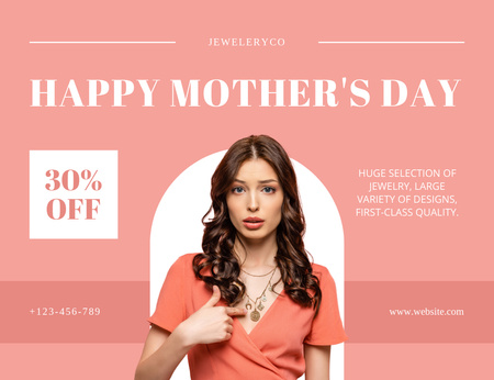Platilla de diseño Mother's Day Offer of Precious Jewelry Thank You Card 5.5x4in Horizontal