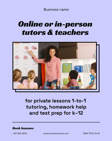 Tutor Services Offer Poster 16x20in Design Template