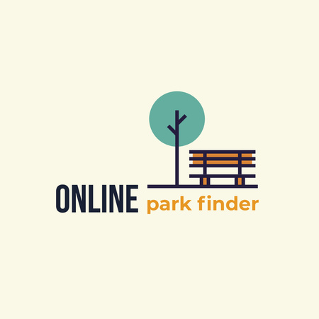Park Locations Guide Bench Icon Logo 1080x1080px Πρότυπο σχεδίασης