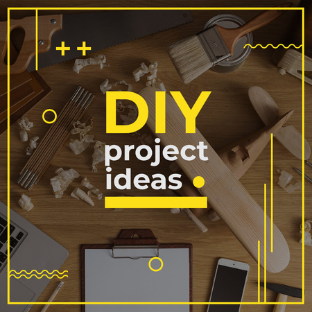 Plantilla de diseño de Ideas de proyectos con plano de madera Instagram 