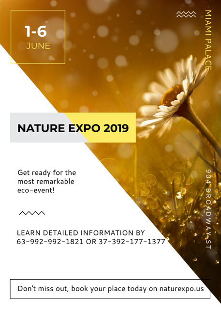 Announcement of Nature Expo with Blooming Daisy Flower Flayer Modelo de Design