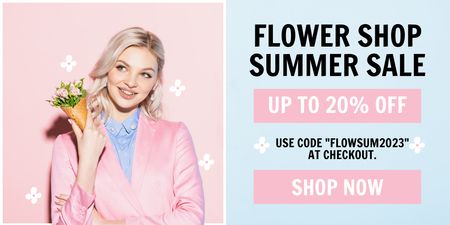 Plantilla de diseño de Venta de verano en la tienda de flores Twitter 