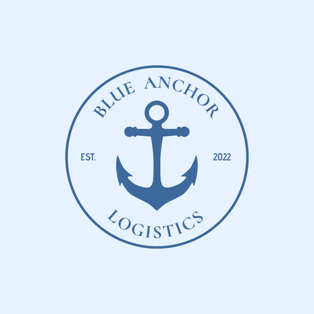 Sea Carrier Advertisement with Anchor Emblem Logo Design Template