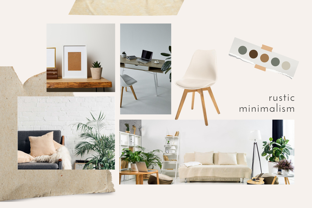 Beige and Grey Scandinavian Interior Design Mood Boardデザインテンプレート