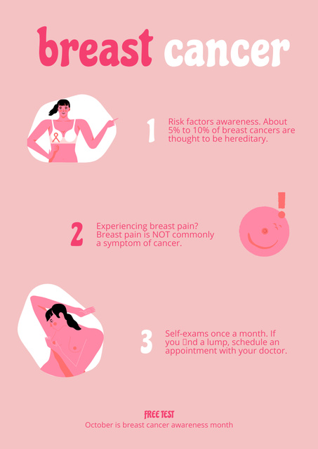 Breast Cancer Awareness with Woman Poster B2 Tasarım Şablonu