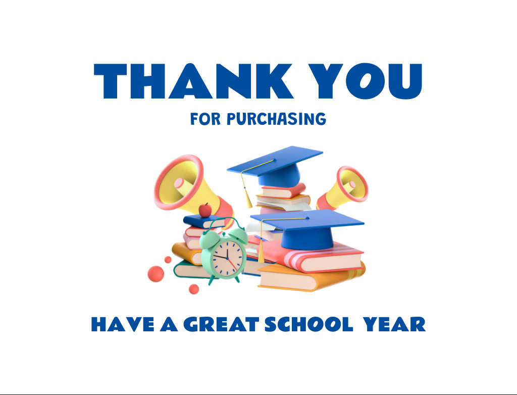Back to School Best Wishes and Thanks for Purchase of Stationery Postcard 4.2x5.5in Tasarım Şablonu