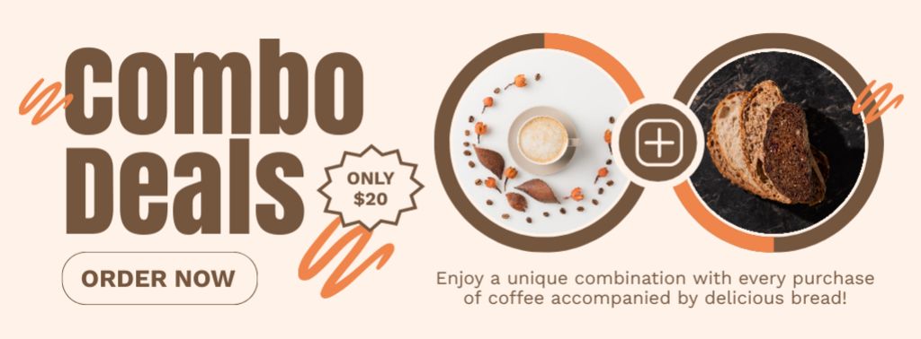 Designvorlage Combo Deals For Pastry And Coffee Offer für Facebook cover