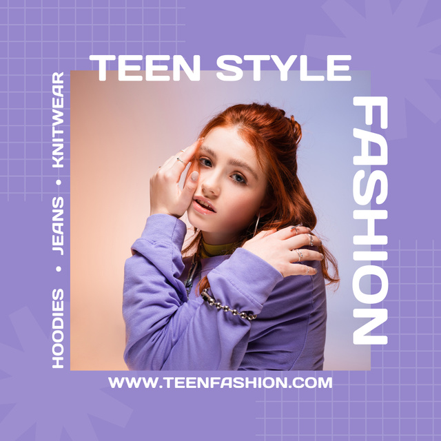 Teen Fashion Style With Knitwear And Jeans Instagram Design Template