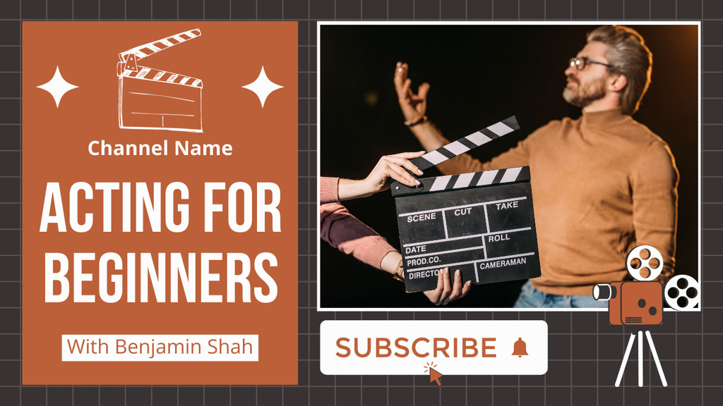 Modèle de visuel Acting Channel Offer for Beginners - Youtube Thumbnail