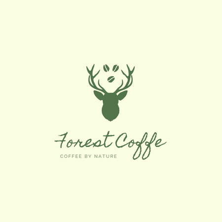 Emblem of Coffee Shop with Deer Logo Design Template