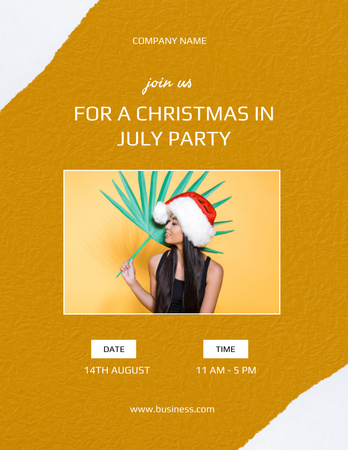  Christmas Party Announcement with Attractive Asian Woman in July Flyer 8.5x11in Design Template