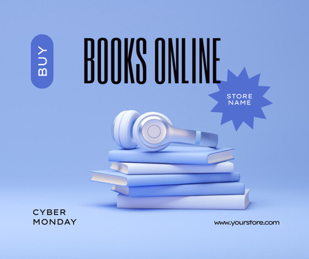 Modèle de visuel Vente de livres en ligne sur Cyber Monday - Facebook