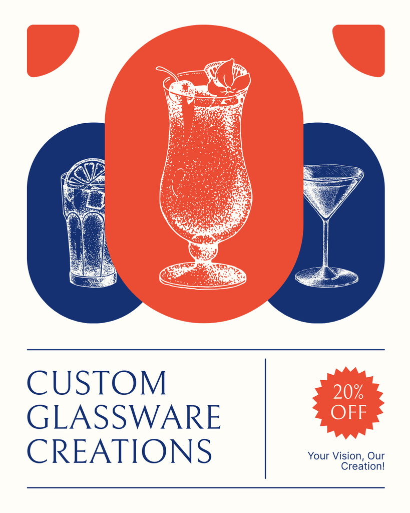 Wide-range Glassware Creations With Discounts Offer Instagram Post Vertical – шаблон для дизайну