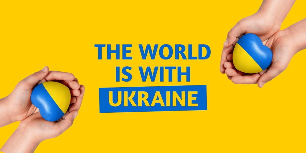 Template di design World is with Ukraine Text Image