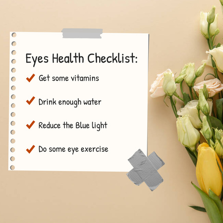 Plantilla de diseño de lista de comprobación de salud de los ojos Instagram 