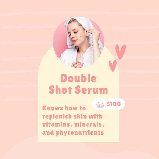 Young Woman Applying Serum for Skincare Product Sale Ad Instagram tervezősablon