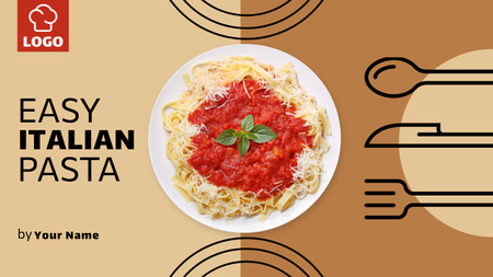 Ontwerpsjabloon van Youtube Thumbnail van Aanbieding Eenvoudig Italiaans Pasta Recept