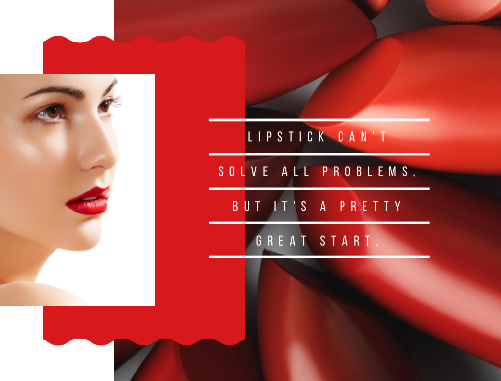 Inspiration Quote about Trendy Lipstick Postcard 4.2x5.5in Šablona návrhu