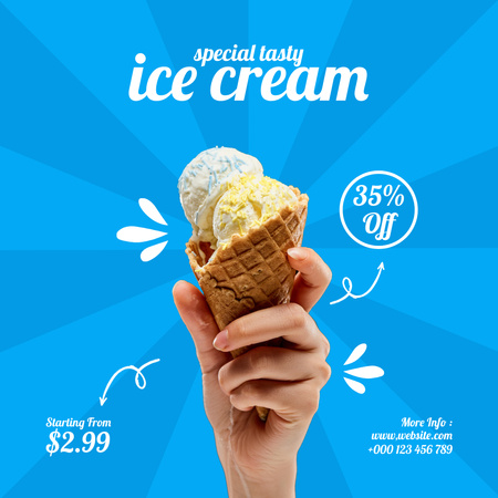 Waffle Cone Ice Cream Discount Instagram Design Template
