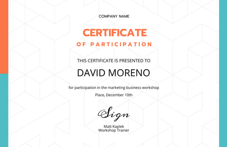 Prêmio de Participação em Workshop de Marketing Empresarial Certificate 5.5x8.5in Modelo de Design