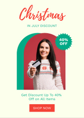 July Christmas Discount Announcement with Woman