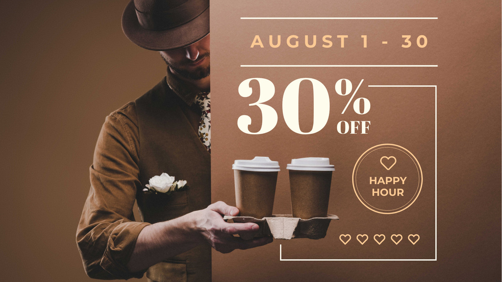 Man holding Coffee To-go FB event cover – шаблон для дизайну