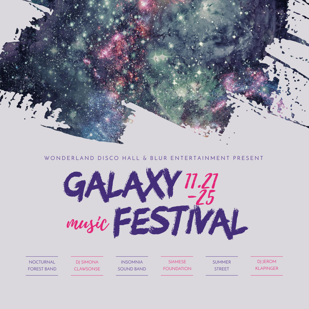 Galaxy Music Festival Announcement Instagram AD Πρότυπο σχεδίασης