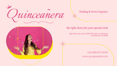 Plantilla de diseño de Celebración de Quinceañera con Chica que Atrapa Confeti Full HD video 