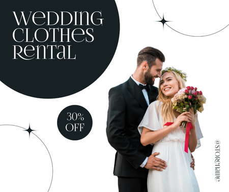 Kedvezmény esküvői ruhakölcsönzésre Facebook tervezősablon