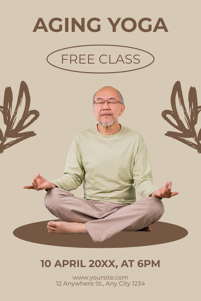 Ontwerpsjabloon van Pinterest van Yoga Free Classes For Elderly Offer