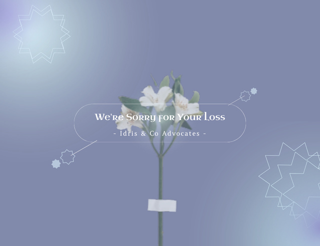 We're Sorry for Your Loss Text on Blue Thank You Card 5.5x4in Horizontal Šablona návrhu