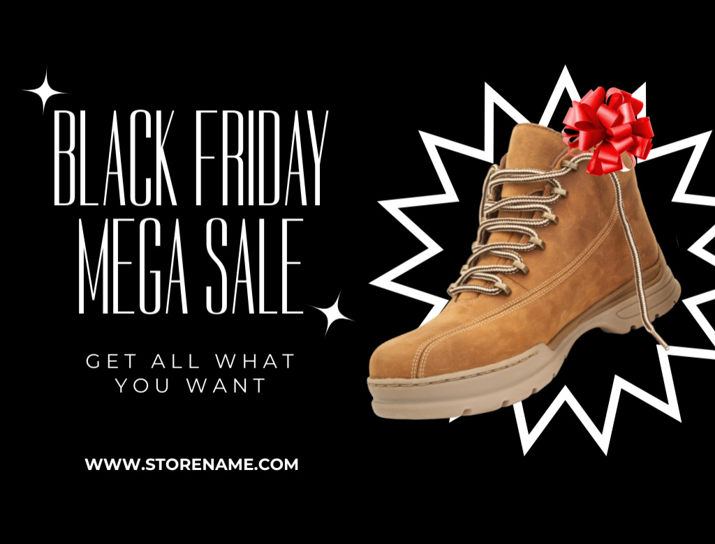 Boots Sale on Black Friday Postcard 4.2x5.5in Modelo de Design