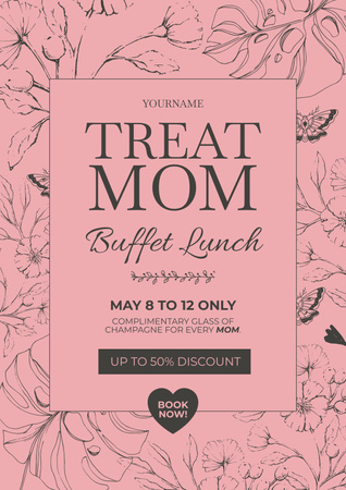 Buffet Lunch Invitation on Mother's Day Poster Design Template
