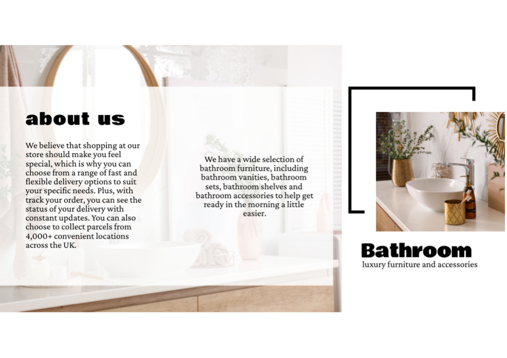 Luxury Bathroom Accessories and Flowers in Vases Brochure Din Large Z-fold Πρότυπο σχεδίασης