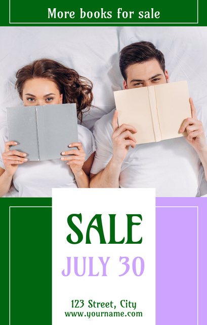 Books Sale Ad Layout with Photo Invitation 4.6x7.2inデザインテンプレート