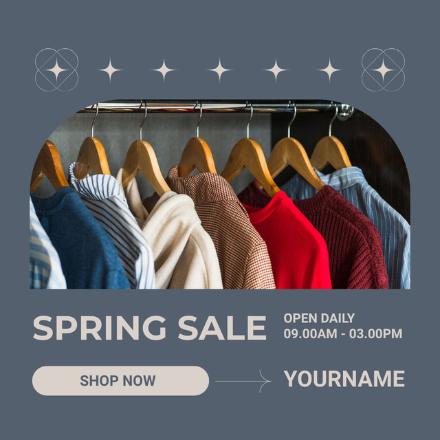 Stylish Clothing Spring Sale Announcement Instagram AD tervezősablon