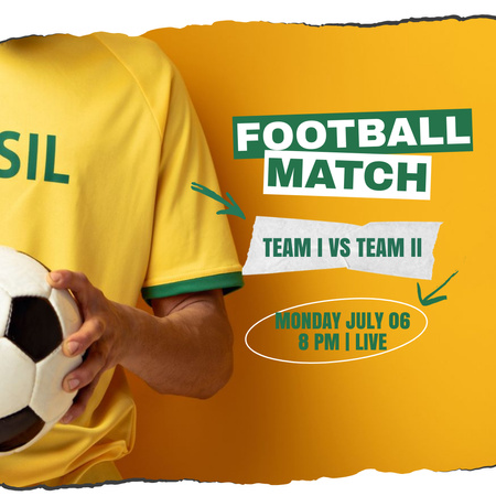 Football Match Announcement on Yellow Instagram Design Template