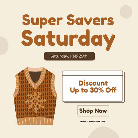 Discount Announcement for Knitted Clothes Instagram Design Template