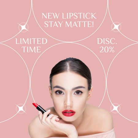 Matte Lipstick Limited Offer Pink Instagram Design Template