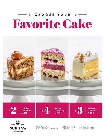 Bakery Ad with Assortment of Sweet Cakes Poster US Design Template