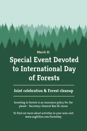 Ontwerpsjabloon van Pinterest van International Day of Forests Event Announcement in Green