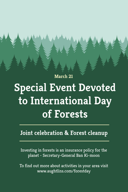 International Day of Forests Event Announcement in Green Pinterestデザインテンプレート