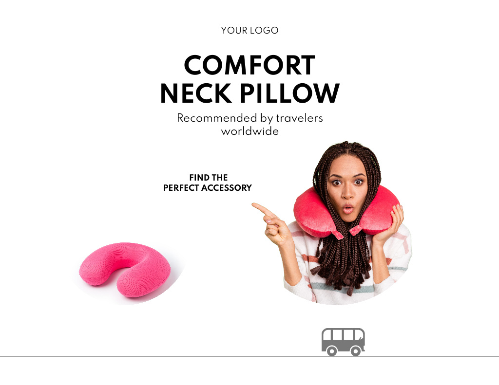 High-quality Neck Pillow Offer For Bus Travel Flyer 8.5x11in Horizontal Design Template
