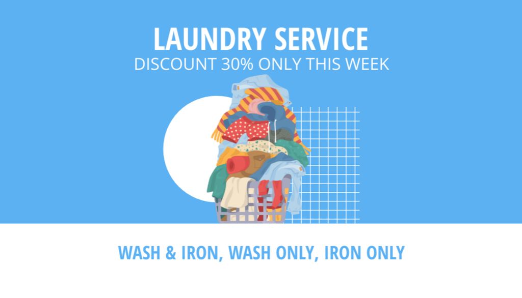 Offer Discounts on Laundry and Ironing Services Business Card USデザインテンプレート